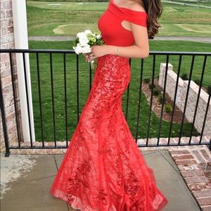 RED SHERRI HILL 51730 PROM FORMAL LONG DRESS 0